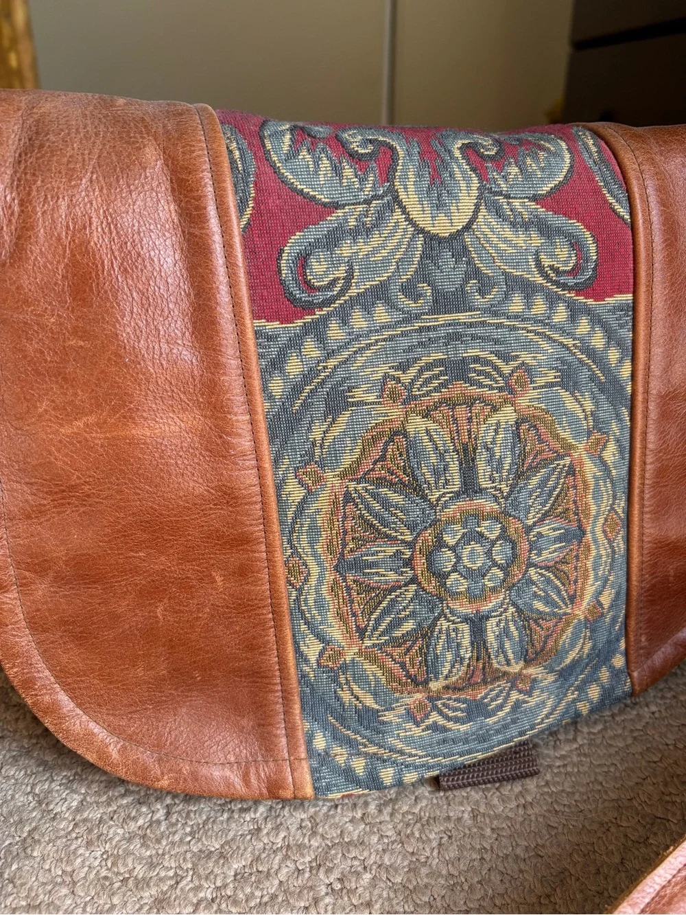 Leather and Tapestry Camera Bag